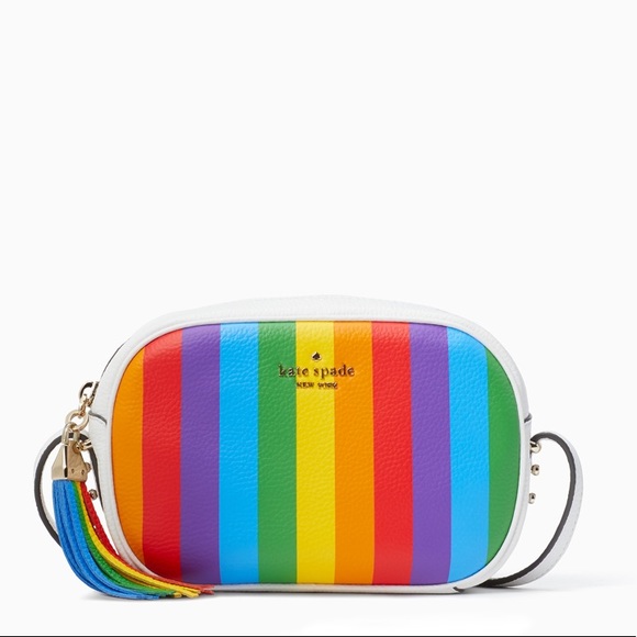 NWT Kate Spade Kourtney rainbow stripe camera bag - Picture 6 of 11